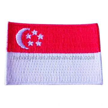 Insigne de broderie de drapeau de Singapour Patch national personnalisé (GZHY-PATCH-012)